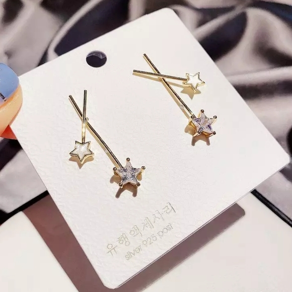 NEW Gold Double Star Fairy Wand Earrings - Picture 4 of 5